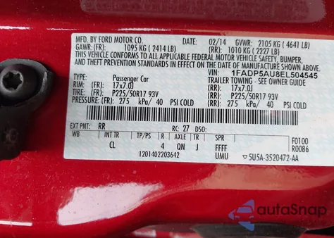 2014 Ford C-Max Hybrid Se из США, поврежденный, VIN 1FADP5AU8EL504545